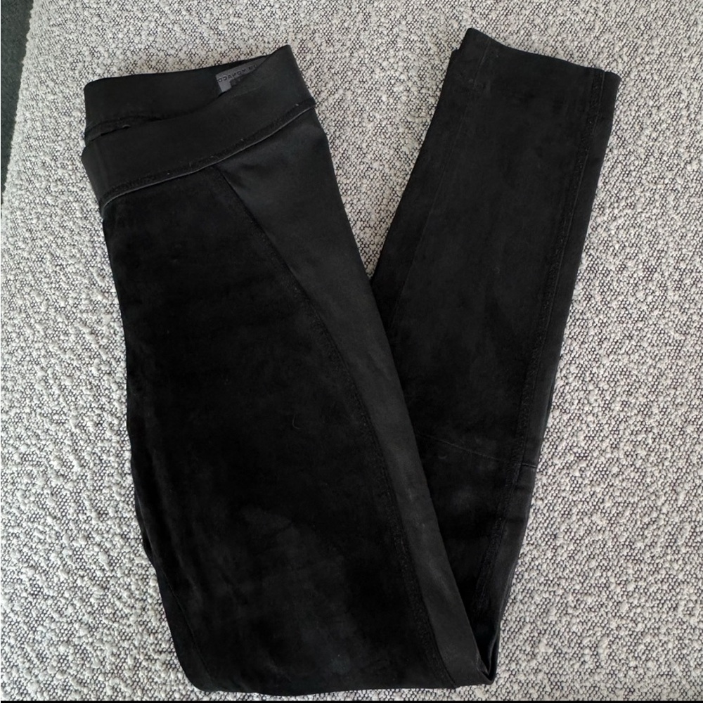 Club Monaco Club Leather/Suede  Side Panel Panel Leggings Black